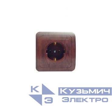 Розетка 1-м СП Mimoza N 16А IP20 с заземл. керамика орех/орех Makel 24008