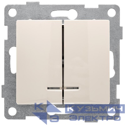 Выключатель 2-кл. СП Bravo 10А 250В с индикацией механизм беж. GUSI С10В28-003