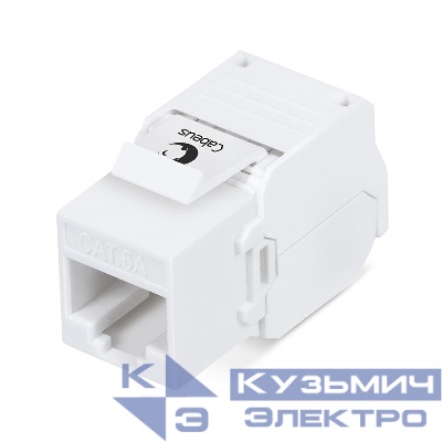 Вставка Keystone Jack RJ45 (8P8C) кат.6A KJ-RJ45-Cat.6A-180-Toolless 180град. без инструмента Toolless бел. Cabeus 7964c