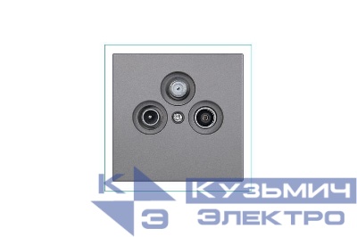 Розетка телевизионная оконечная TV + FM + SAT 3-м СП FD Ф9.5мм с накладкой механизм никель Jasmart FD6206NI