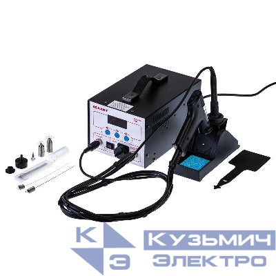 Станция паяльная (паяльник + демонт. паяльник) модель R048 цифровая 200-480град.C LED дисплей Rexant 12-0735