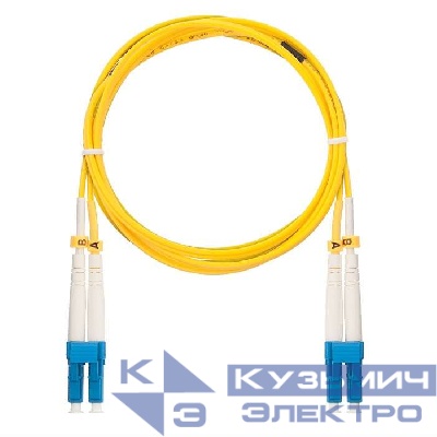 Шнур волоконно-оптический соединительный одномодовый 9/125мкм стандарта OS2 LC/UPC-LC/UPC двойн. LSZH нг(В)-HFLTx 2мм желт. 1м NIKOMAX NMF-PC2S2C2-LCU-LCU-001