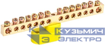 Шина PE "земля" ШНИ-6х9-14-У1-Ж на одном угловом изоляторе IEK YNN10-69-14C1-K05