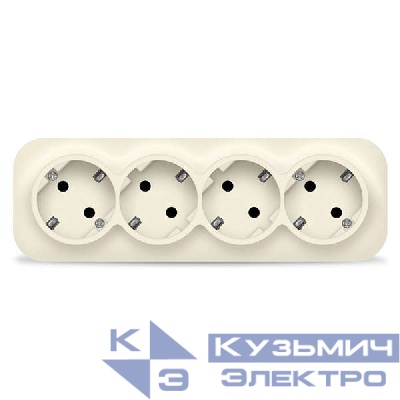 Розетка 4-м ОП 16А IP20 с заземл. сл. кость IONICH 1452