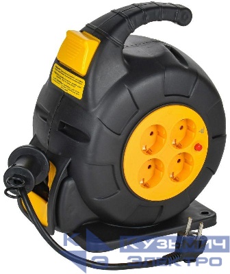 Удлинитель на катушке TWIST 4х10м с заземл. автосмотка 16А IP20 ПВС 3х1.5 IEK TW-KP27-16-04-10