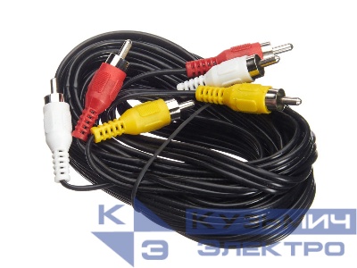 Шнур аудио-видео: 3RCA-3RCA ( длина 5 м, литой), NETKO Optima