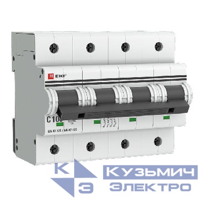 Выключатель автоматический модульный 4п C 100А 15кА ВА 47-125 PROxima EKF mcb47125-4-100C