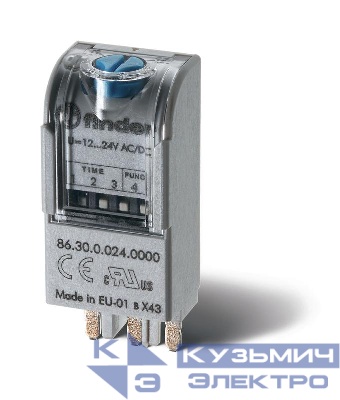 Модуль таймерный 2х-функциональный (AIDI) для применения с реле монтаж в розетку 12...24В AC/DC регулировка времени 0.05с...100ч IP20 FINDER 863000240000