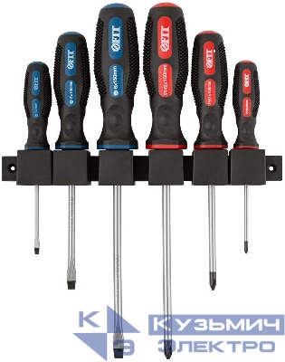 Набор отверток "Универсал" профи CrV сталь прорезиненные ручки на держателе набор 6шт FIT 56041