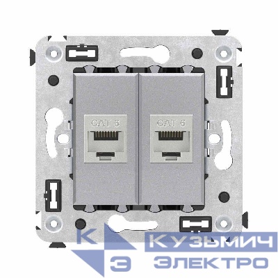 Розетка компьютерная 2-м СП Avanti "Закаленная сталь" RJ45 кат.6 без шторок экранир. механизм DKC 4404794