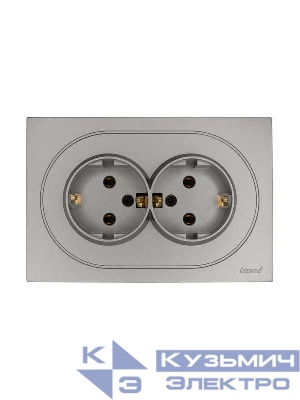 Розетка 2-м СП OSEN с заземл. ПБТ механизм сер. матов. LEZARD 743-7400-127B