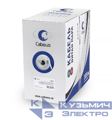 Кабель витая пара UTP (U/UTP) кат. 6 4 пары 23 AWG ОЖ LSZH нг(А)-HF UTP-4P-Cat.6-SOLID-LSZH-WH бел. (уп.305м) Cabeus 11871c