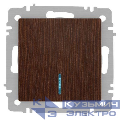 Выключатель 1-кл. СП Accent 6-102-10 10А IP20 250В с подсветкой AL/CU венге Intro Б0063449