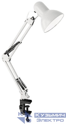 Светильник настольный UF-312P С01 230В 60Вт струбцина бел. Ultraflash 12894
