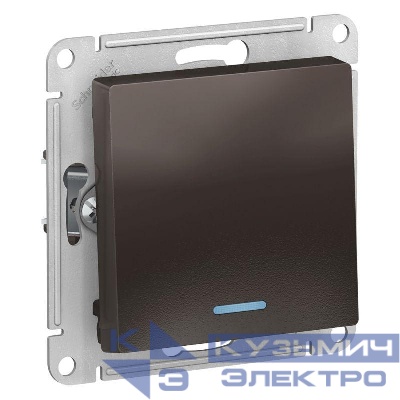 Выключатель 1-кл. СП AtlasDesign 10А IP20 (сх. 1а) 10AX с подсветкой механизм мокко SE ATN000613