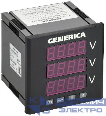 Вольтметр цифровой щитовой 3ф DO RS-485 96х96 LED GENERICA IDV21-5-3-3-LED-G