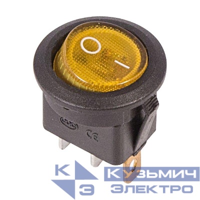 Выключатель клавишный круглый 250В 6А (3с) ON-OFF желт. с подсветкой (RWB-214 SC-214 MIRS-101-8) Rexant 36-2572