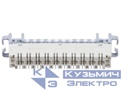 Плинт ТК с нормально замкнутыми контактами, PBT, 10 пар, cat,5e, металлические контакты, универсальный, нумерация (0-9), бело-серый NETKO Optima