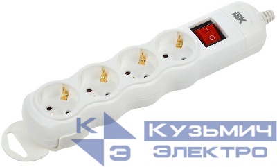Колодка удлинителя 4-мест. с заземл. с выкл. РПр04В IEK WYP10-D-KP-16-04-ZKS-K01