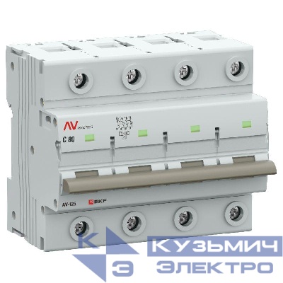 Выключатель автоматический 4п C 80А 10кА AV-125 AVERES EKF mcb125-4-80C-av