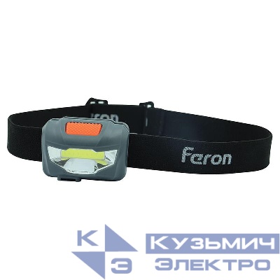 Фонарь налобный светодиодный аккумуляторный 3Вт 1COB USB IP44 пластик TH2301 FERON 41680
