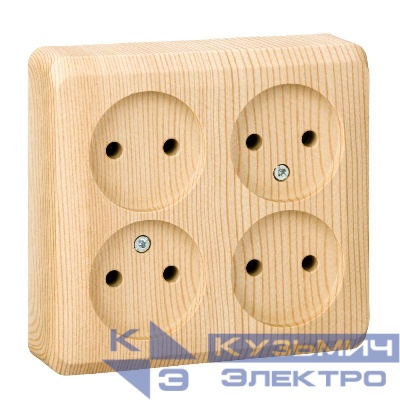 Розетка 4-м ОП Этюд 16А IP20 250В без заземл. без защ. шторок сосна SE PA16-205D