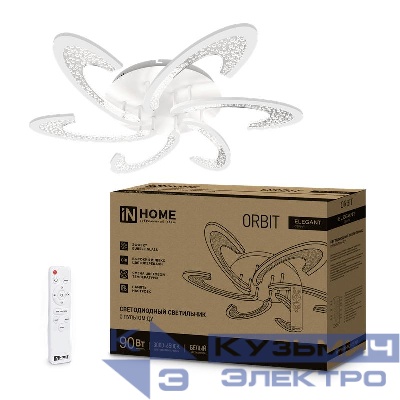 Светильник светодиодный ELEGANT ORBIT 90Вт 3000-6500К 7000лм 230В 725х635х90мм с пультом ДУ бел. IN HOME 4690612051567