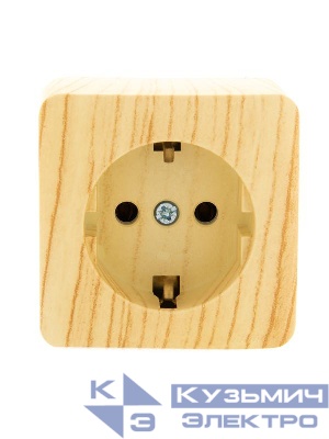 Розетка 1-м ОП Viola с заземл. беленый дуб LEZARD 751-5200-122