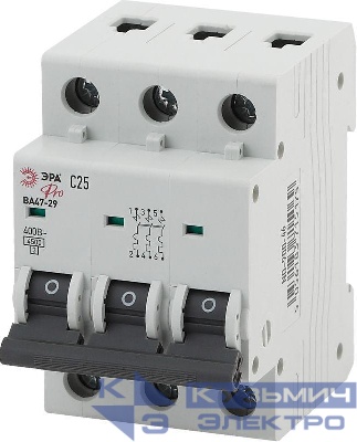 Выключатель автоматический модульный 3п C 25А 4.5кА ВА47-29 Pro NO-900-46 ЭРА Б0031778
