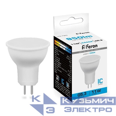 Лампа светодиодная LB-760 11Вт MR16 6400К G5.3 230В FERON 38139