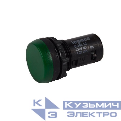 Лампа сигнальная монобл.230В зел. Osmoz Leg 024612
