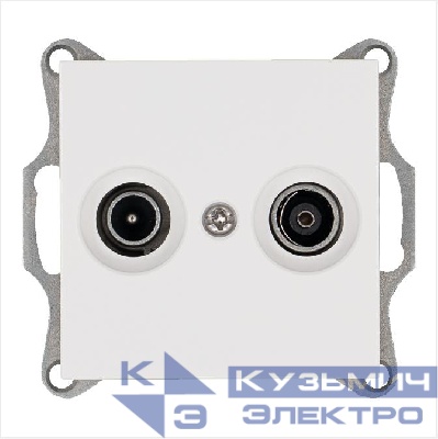 Розетка телевизионная оконечная TV + FM 2-м Ф9.5мм механизм бел. глянцевый Jasmart G6204W