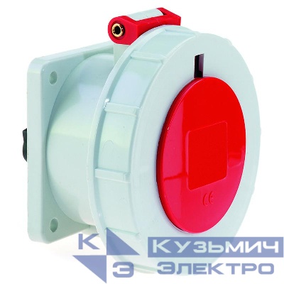 Розетка встраиваемая 32А 4п 3P+PE 6ч 400В IP67 фланец 75х75 Bals 13028