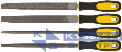 Набор напильников прорезинен. ручка набор 4 шт (трехгранный плоский круглый полукруглый ) 200мм FIT 42596