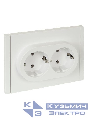 Розетка 2-м СП FORTE&PIANO FP224 16А с заземл. без защ. шторок безвинт. крепл. бел. IEK FP-R21-16-1-K01