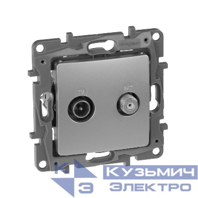 Розетка телевизионная TV/SAT СП Etika двухкабельная механизм алюм. IEK 672457
