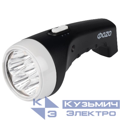 Фонарь аккумуляторный ручной AccuF2-L07-bk 7LED 2 режима: 100проц./25проц. аккум. 0.4А.ч выдвижная вилка индикатор зарядки черн. ФАZА 5000810