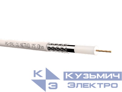 Кабель коаксиальный RG-59U, 75 Ом (CU, оплетка 32 нити AL), белый (100м) NETKO Optima