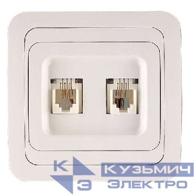 Розетка телефонная 2-м СП Mimoza 16А IP20 бел./бел. Makel 12034