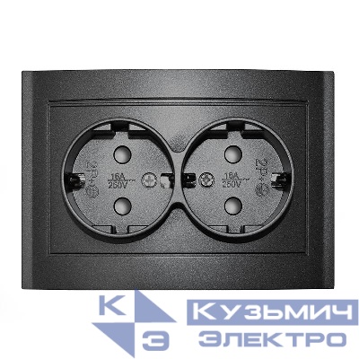 Розетка 2-м СП Бриллиант 16А IP20 с заземл. защ. шторки в сборе графит Universal 7947540-Gr