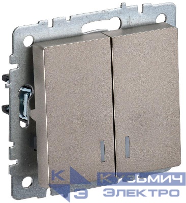 Выключатель 2-кл. СП BRITE ВС10-2-1-БрШ 10А с индик. механизм шампань IEK BR-V20-1-10-K37