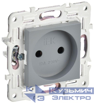 Розетка SKANDY 10А без заземл. без защ. шторок SK-R02Gr сер. IEK SK-R10-10-K03