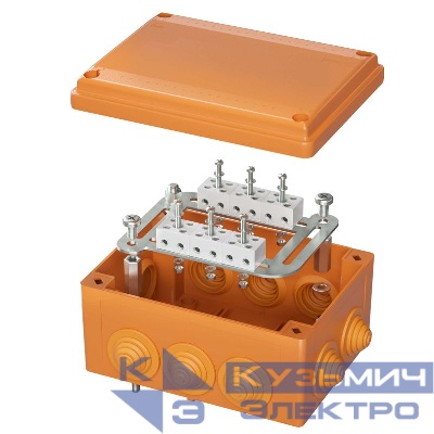 Коробка FS 240х190х90мм IP55 8п 450В 32А 10кв.мм с кабельными вводами и клеммниками нерж. контакт пластик. DKC FSK41810