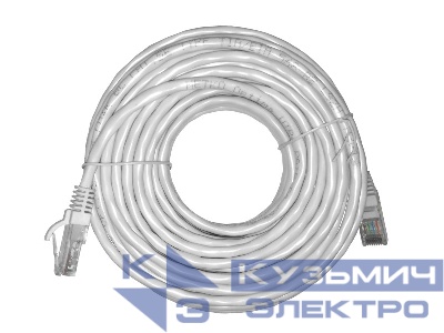 Патч-корд UTP4 cat 5e, 15,0м, ВС, LSZH, серый, литой коннектор NETKO Optima