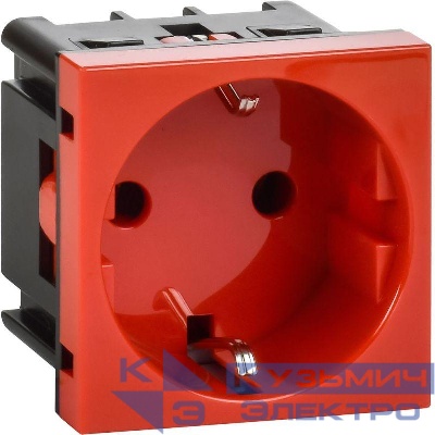 Розетка 2мод. 16А 250В 90град. с заземл. без защ. шторок винт. зажимы красн. ИЭК Leg 4525046