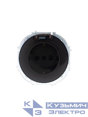 Розетка 1-м СП OSEN с заземл. с крышкой ПБТ механизм шоколад LEZARD 743-7388-123B