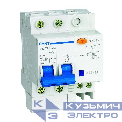 Выключатель автоматический дифференциального тока 2п C 25А 30мА тип AC 6кА DZ47LE-32 CHINT 199632