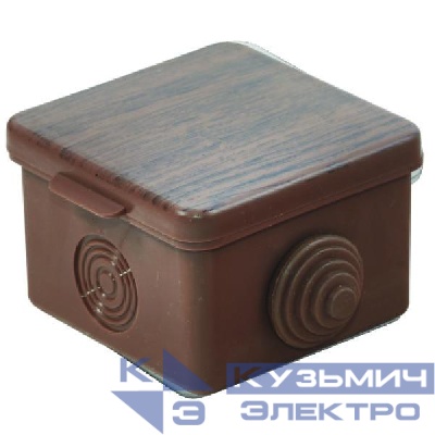 Коробка распаячная ОП 65х65х50мм с гермовводами темн. дерево Урал Пак КО-91018065-045