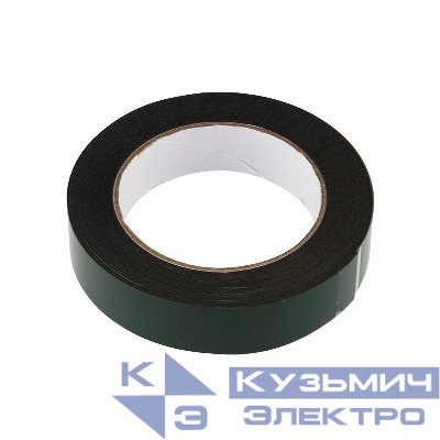 Скотч двухсторонний 25ммх5м зел. на черн. основе Rexant 09-6125