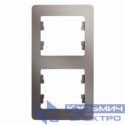 Рамка 2-м Glossa вертикал. платина SE GSL001206